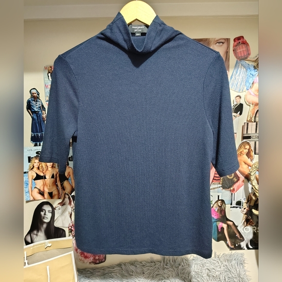Banana Republic Dark Blue Short Sleeve Turtleneck - Picture 2 of 5